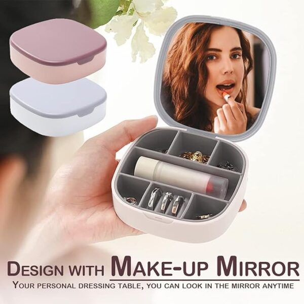 Portable Mini Jewelry Box with Mirror - Image 3