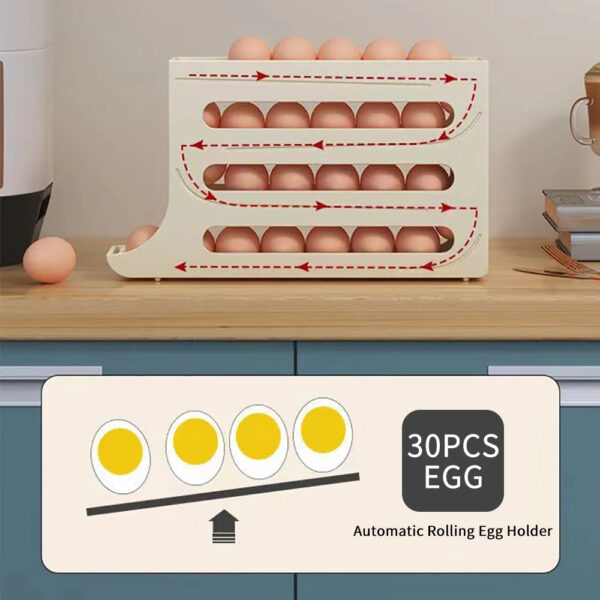 Large Capacity Auto Eggs Rolling Shelf Fridge Best Egg Storage Box 2025 - Image 3