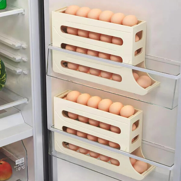 Large Capacity Auto Eggs Rolling Shelf Fridge Best Egg Storage Box 2025 - Image 4