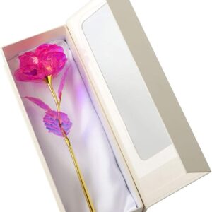 Valentine Rose Day Light up White Rose with Golden Shine Great Gift Idea